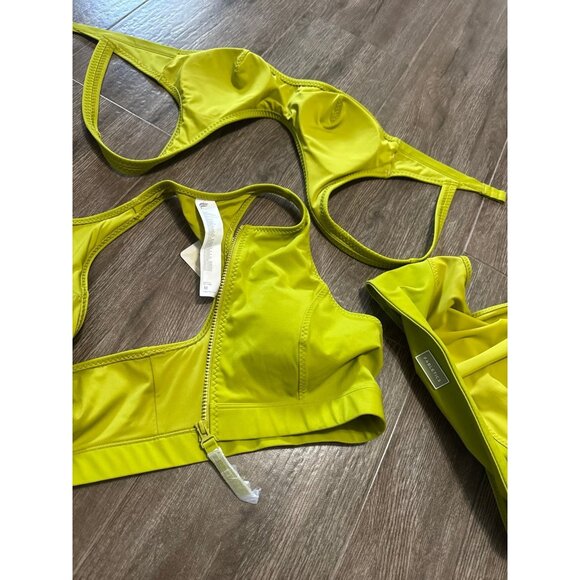 New Fabletics High Tide zip-front swim top and High Rise Swim Set green martini - Picture 4 of 9